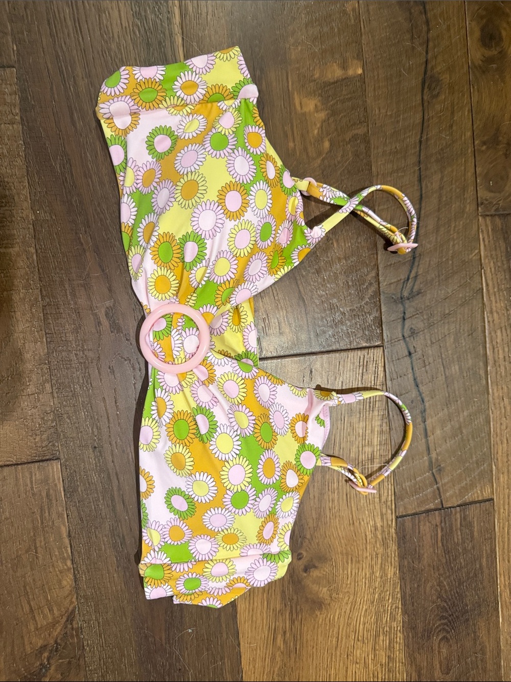 Show me your MUMU Daisy Print Bikini Top in Pink, Yellow & Green